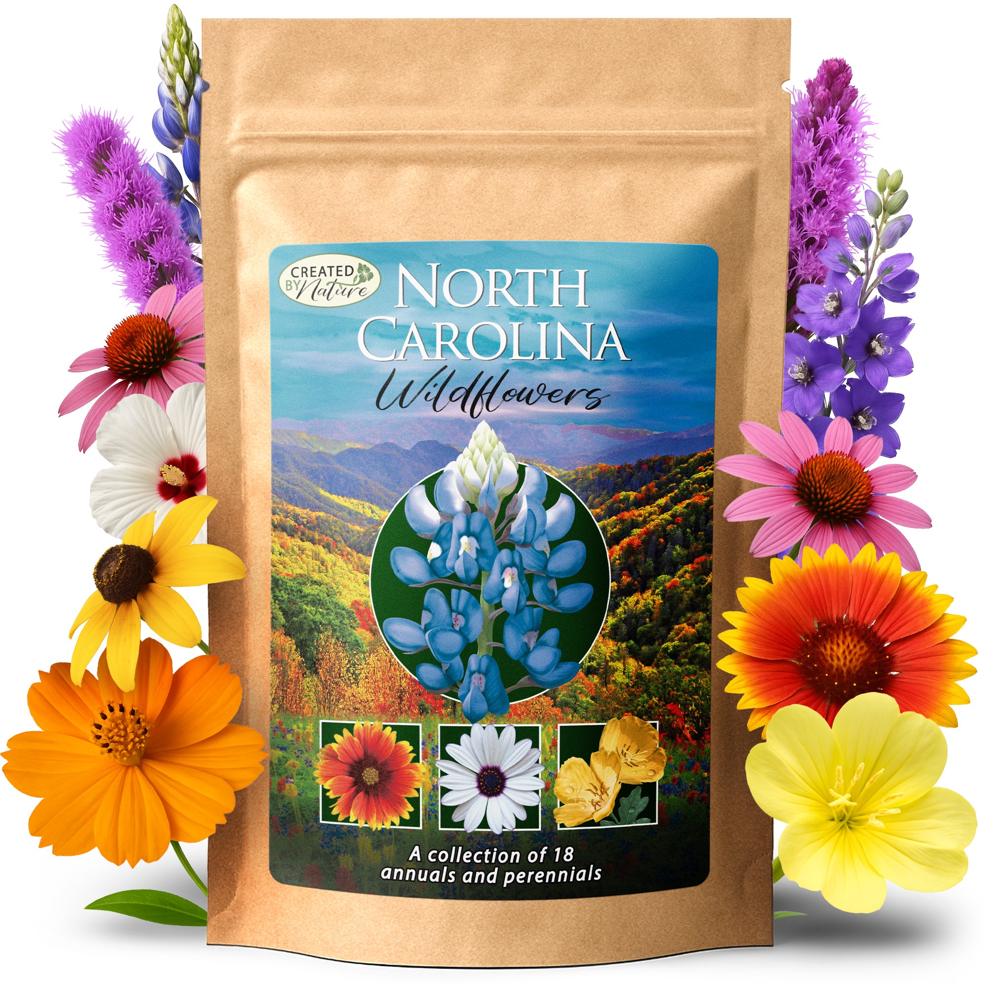 winter wildflower seeds Created By Nature North Carolina Wildflower Seed Mix, 18 Flower Varieties, 35,000 Seeds