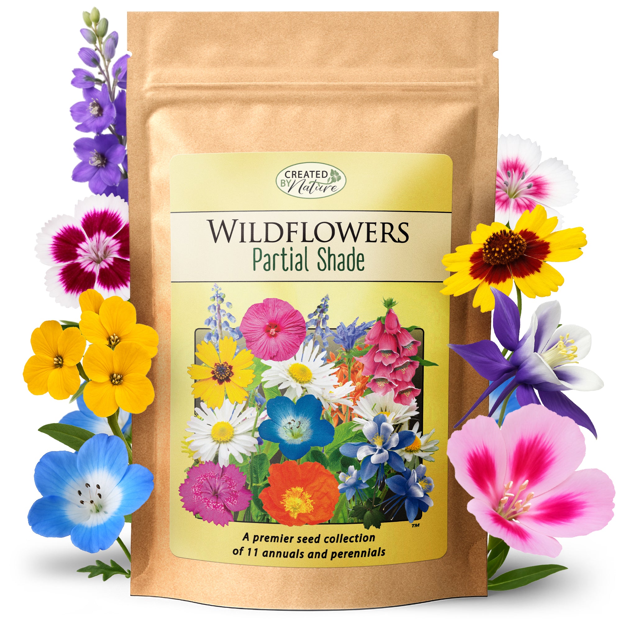 shade mix flower seeds Created By Nature Partial Shade Wildflower Seed Mix, 11 Flower Varieties, 37,000 Seeds