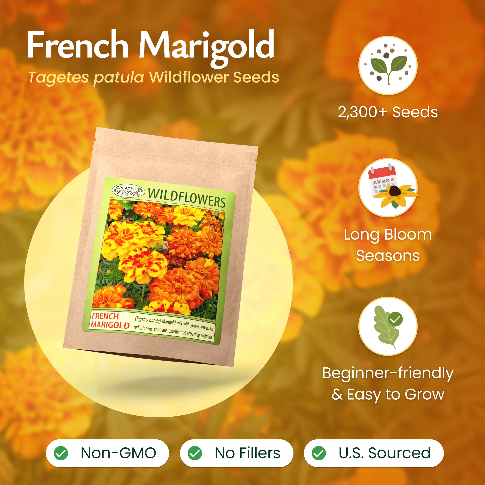 yellow marigold seeds Created By Nature French Marigold Seeds, 2,300 Annual Wildflower Seeds