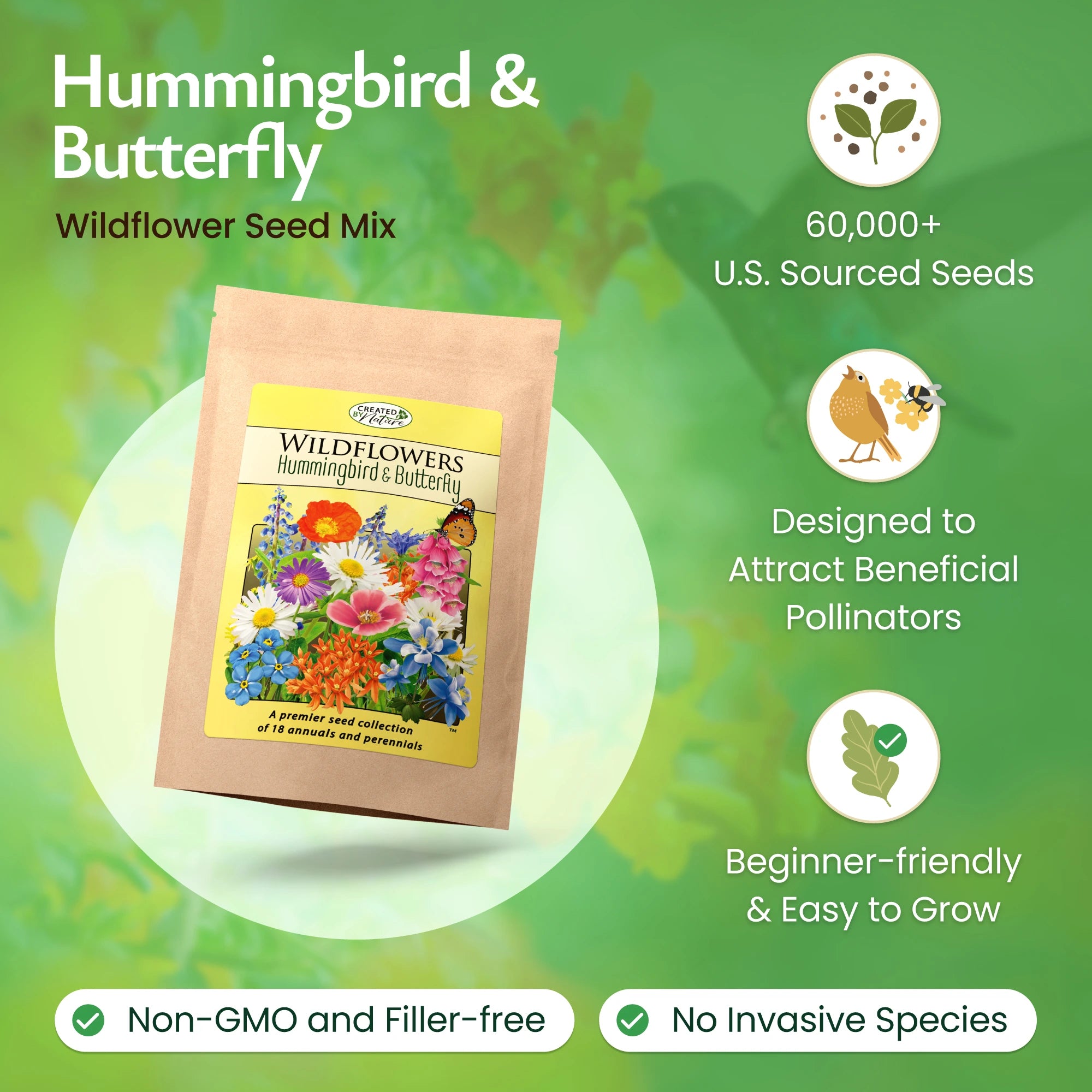 butterfly & hummingbird wildflower seed mix Hummingbird and Butterfly Wildflower Seed Mix – Over 60,000 Seeds